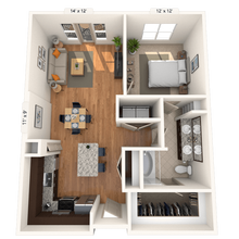 Traditional 1x1 871-952 SF 3103 floor plan